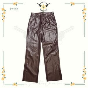 Express Purple Super High Waisted Faux Leather Modern Straight Pant Women Sz 12R
